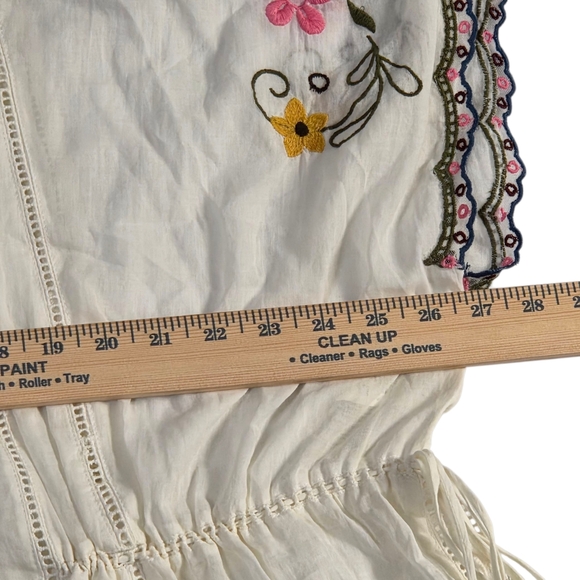 Free People Danielle Embroidered Boho Top Cloud Dancer Ivory Small NWT - Picture 13 of 16